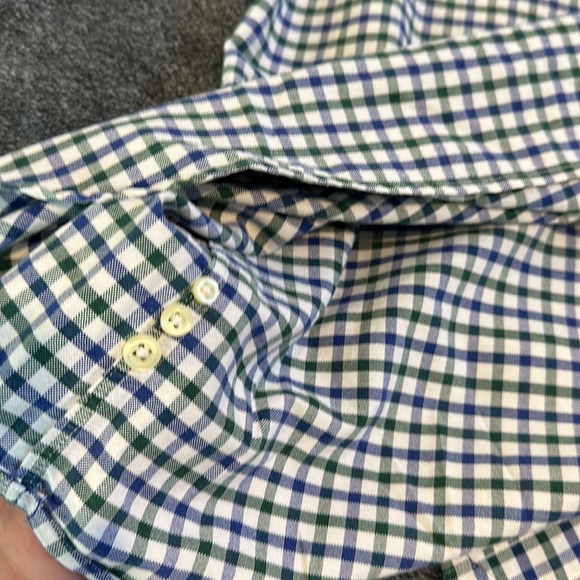 Polo by Ralph Lauren Classic Fit Dress Shirt. White/Blue/Green Cross Pattern - Picture 9 of 9